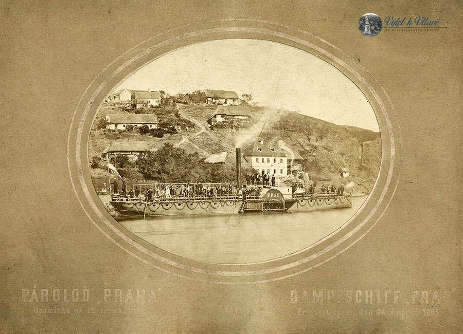 První připlutí parolodi PRAG/PRAHA do Štěchovic dne 26. srpna 1865, foto Jindřich Eckert, Archiv hlavního města Prahy