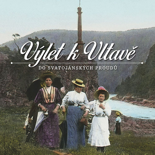 Výletníci u Horního slapu ve Svatojánských proudech na přebalu knihy Výlet k Vltavě do Svatojánských proudů