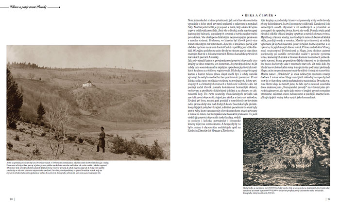 Vltava a peřeje zvané Svatojánské proudy - dvoustrana z knihy Výlet k Vltavě do Svatojánských proudů