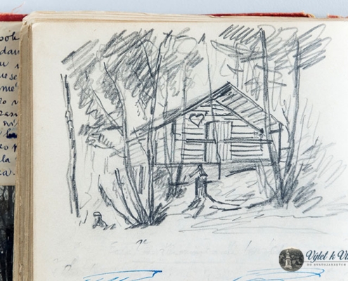 Kresba Nemuzikantské chaty Eduarda Ingriše v první ze tří kronik