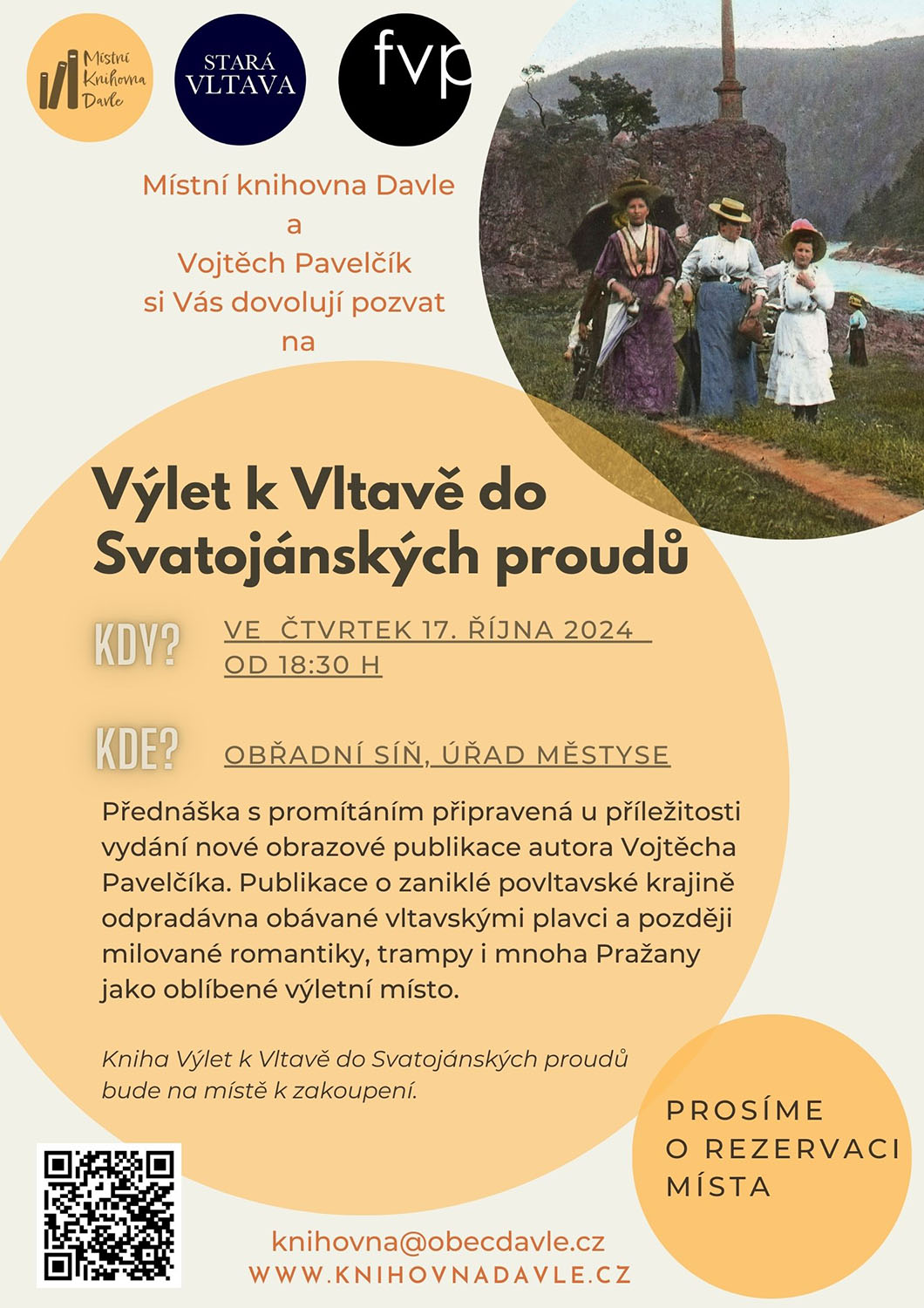 Výlet k Vltavě do Svatojánských proudů / přednáška s promítáním / Davle, knihovna / 17. 10. 2024