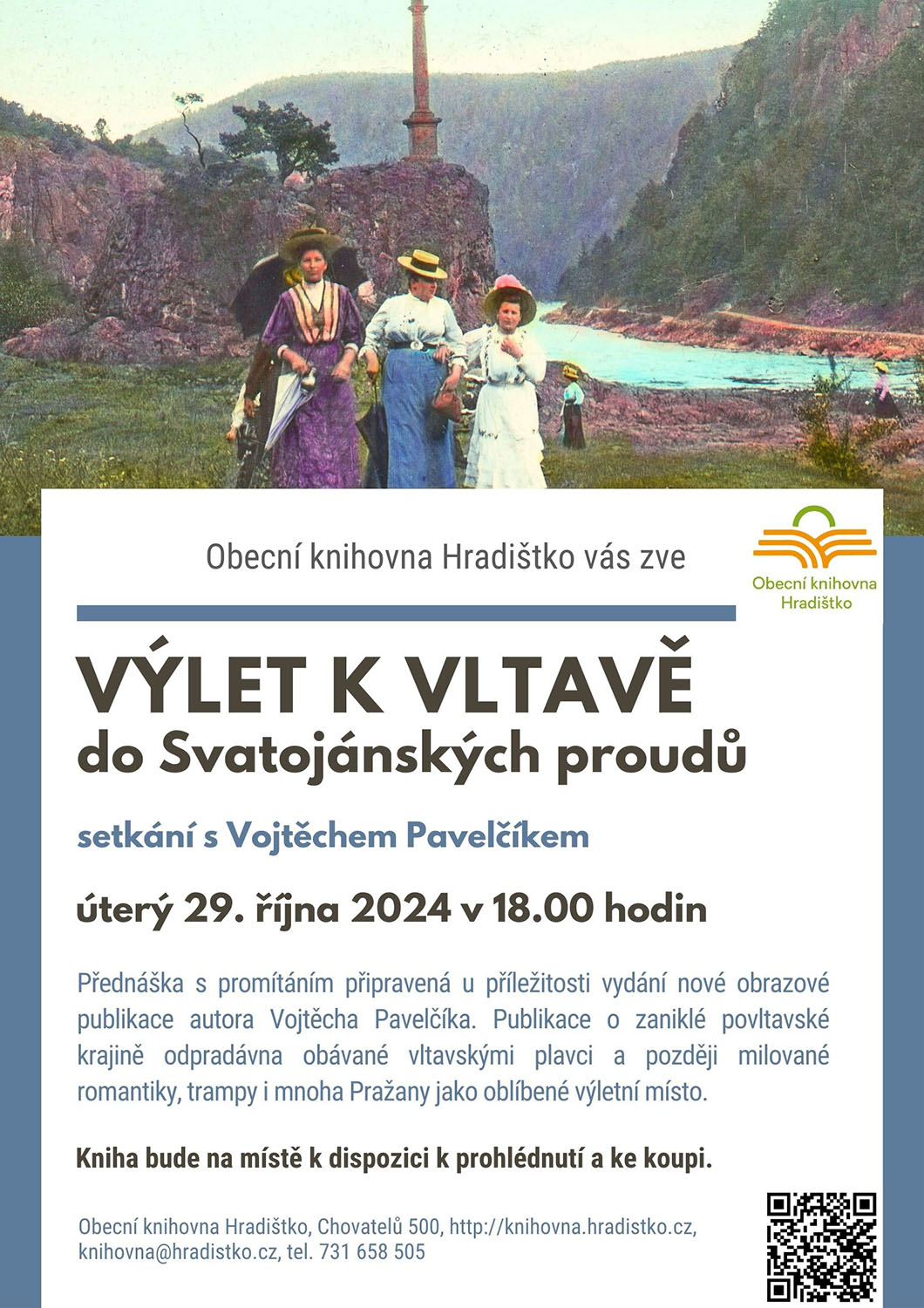 Výlet k Vltavě do Svatojánských proudů / přednáška s promítáním / Knihovna Hradištko / 29. 10. 2024